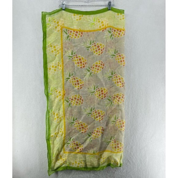 Chico's Square Scarf OS Yellow Penny Pineapple Scarves Oblong Multifunctional - Picture 2 of 11